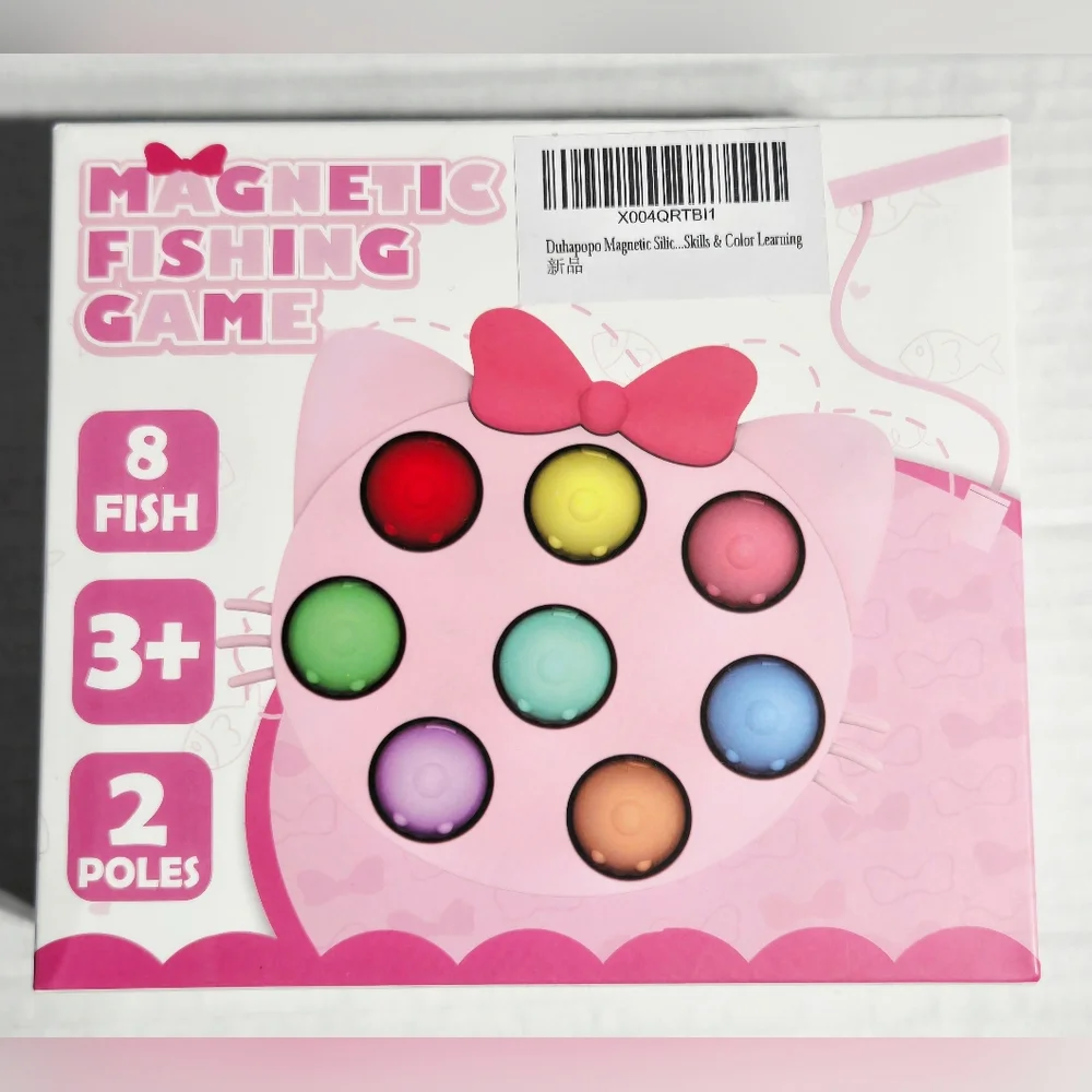 Magnetic Fishing Game Toy – 8 Fish, 2 Poles, Silicone, Ages 3+